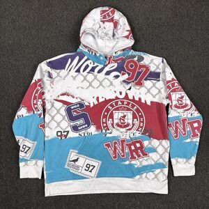 Staple Hoodie Mens Multicolor All Over Graphic Pullover Streetwear Size 2XL
